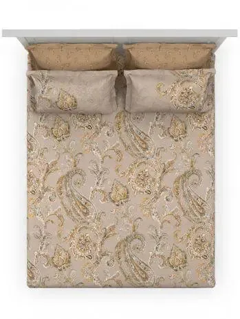 D'Decor Light Taupe Premier Collection 100% Cotton Double Bedsheet With 4 Pillow Covers