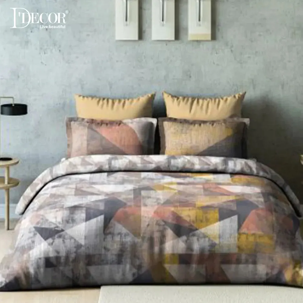 D'Decor Modernia Icons Collection 100% Cotton Double Bedsheet With 4 Pillow Covers
