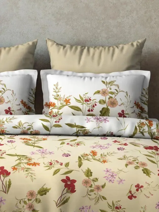 D'Decor Saphire Icons Collection 100% Cotton Double Bedsheet With 4 Pillow Covers