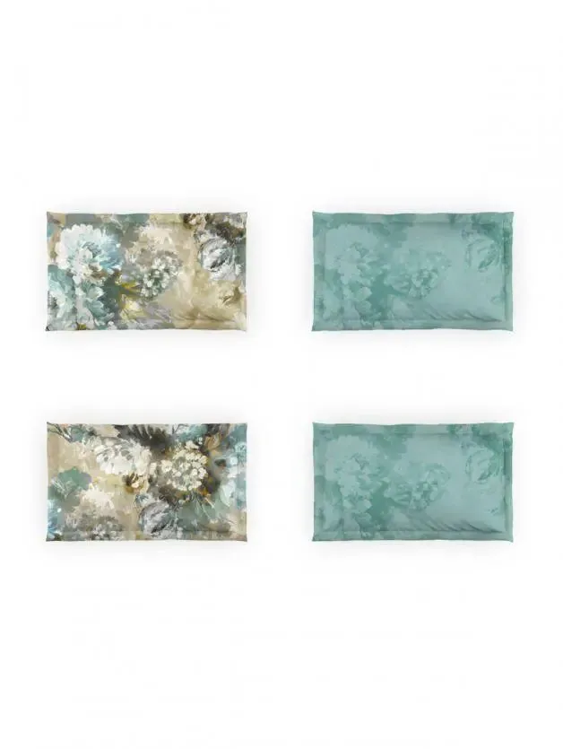 D'Decor Turquoise Premier Collection 100% Cotton Double Bedsheet With 4 Pillow Covers