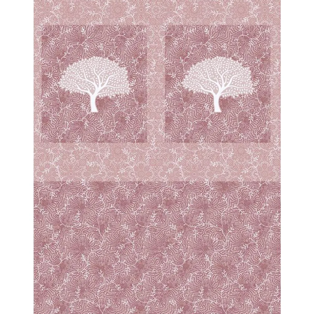 Deciduous Tree Cotton Double Bedsheet with Pillow Covers