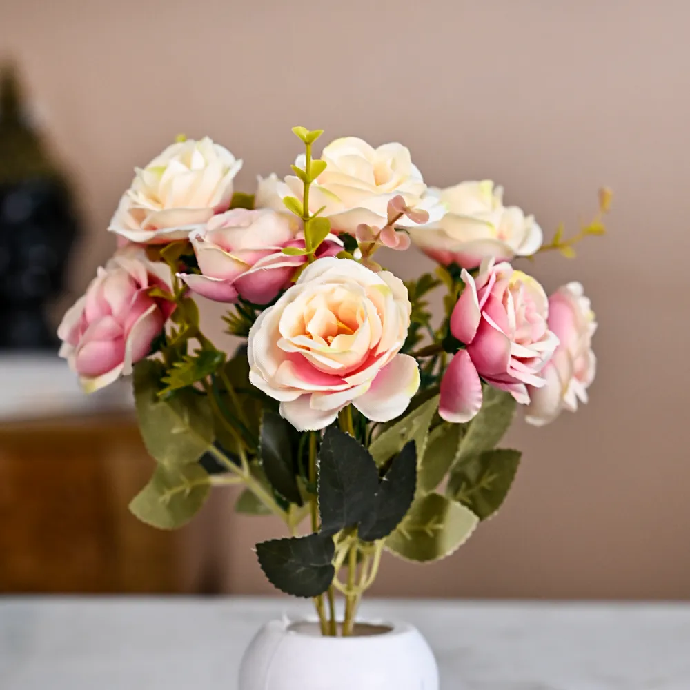 Decorative Colorful Artificial Roses With Pot