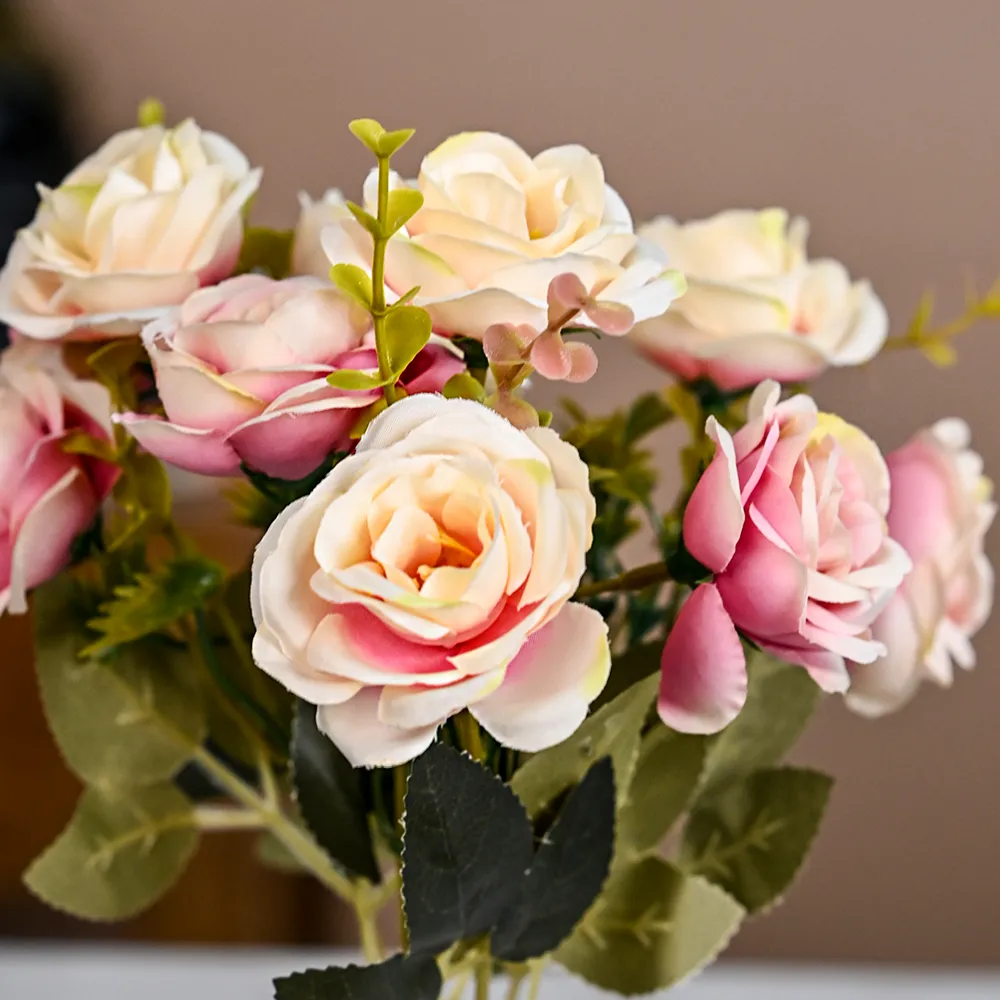 Decorative Colorful Artificial Roses With Pot