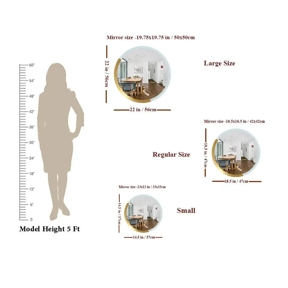 Decorative Designer Round Shape Wooden Wall Mirror Small ( 37CM X 37CM )