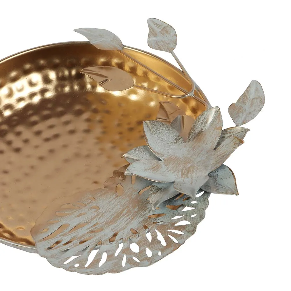 Decorative Gold & White Metal Urli Bowl