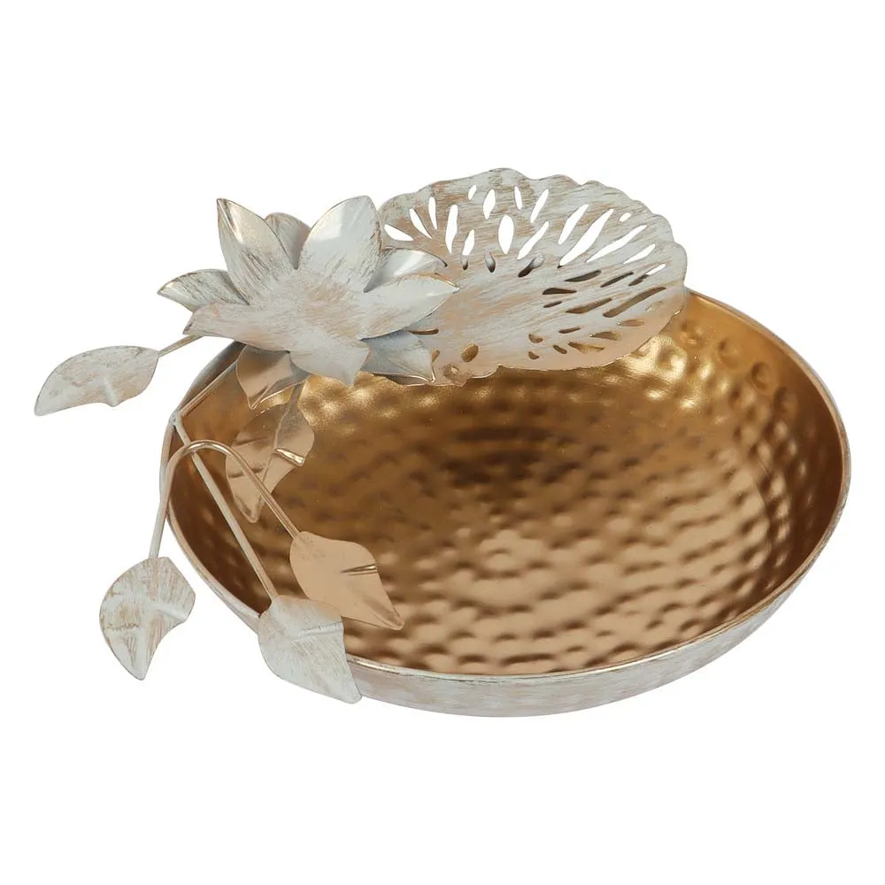 Decorative Gold & White Metal Urli Bowl