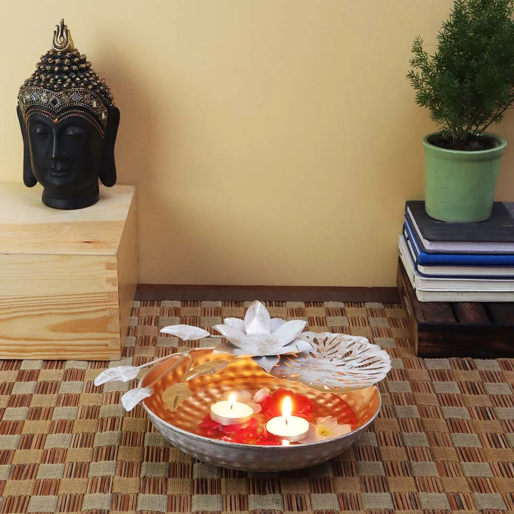 Decorative Gold & White Metal Urli Bowl