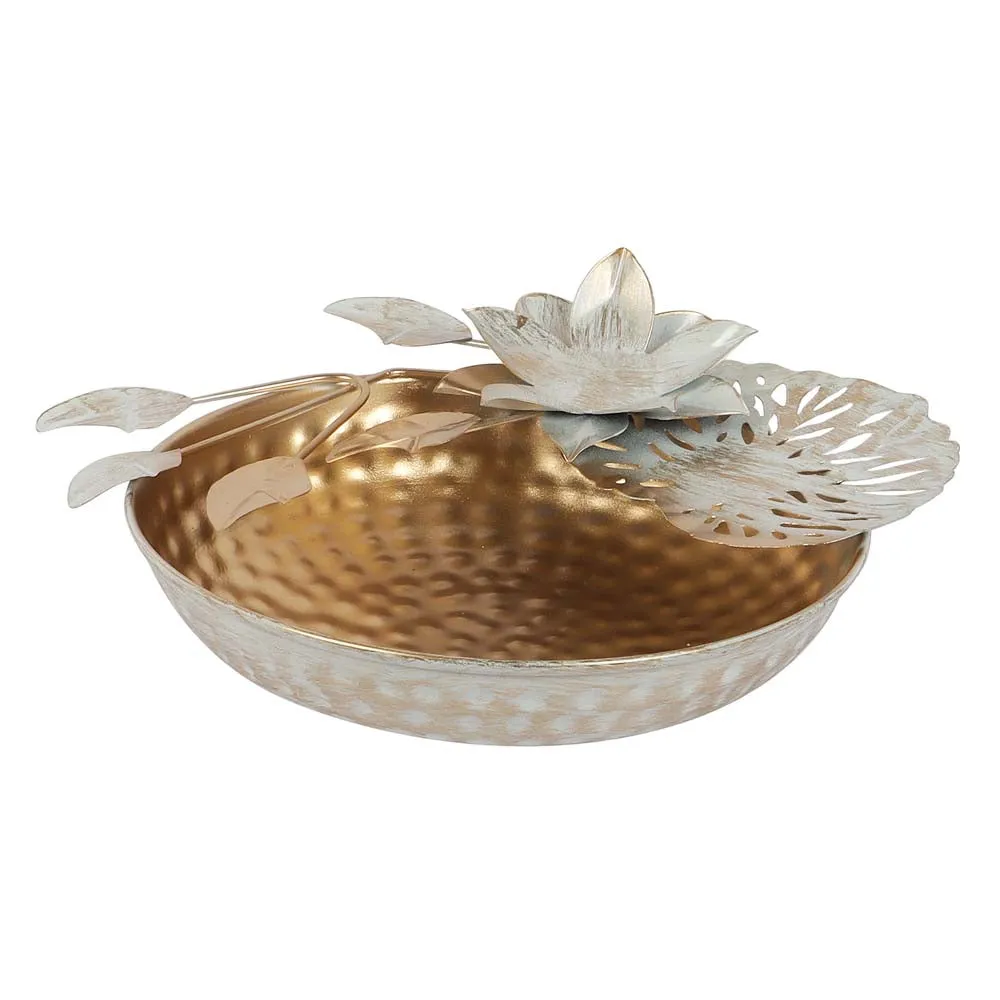 Decorative Gold & White Metal Urli Bowl