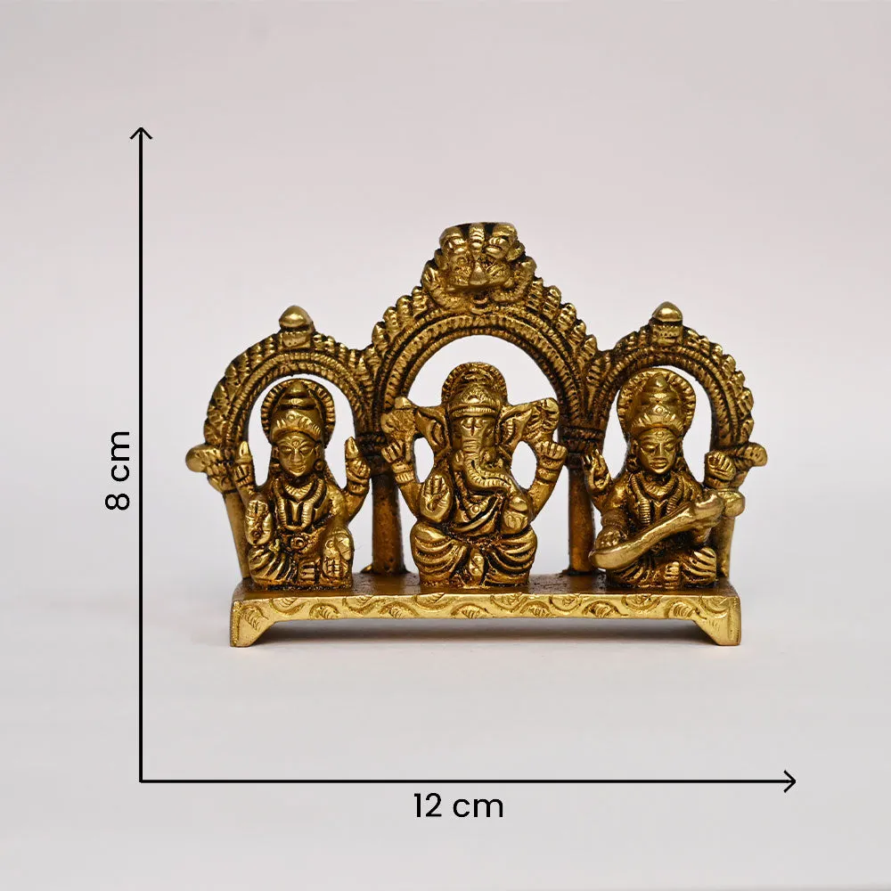Decorative Lakshami Ganesha Saraswati Handmade Brass Idol Showpiece