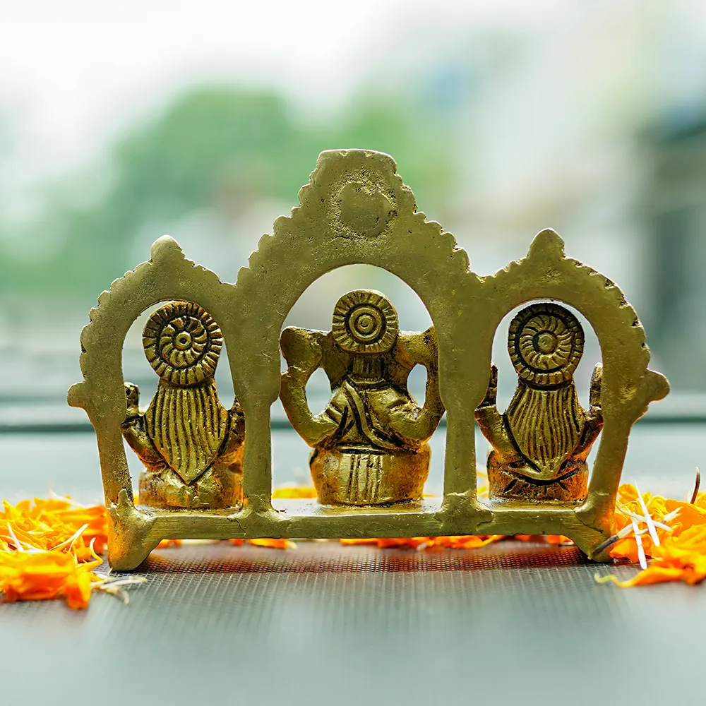Decorative Lakshami Ganesha Saraswati Handmade Brass Idol Showpiece