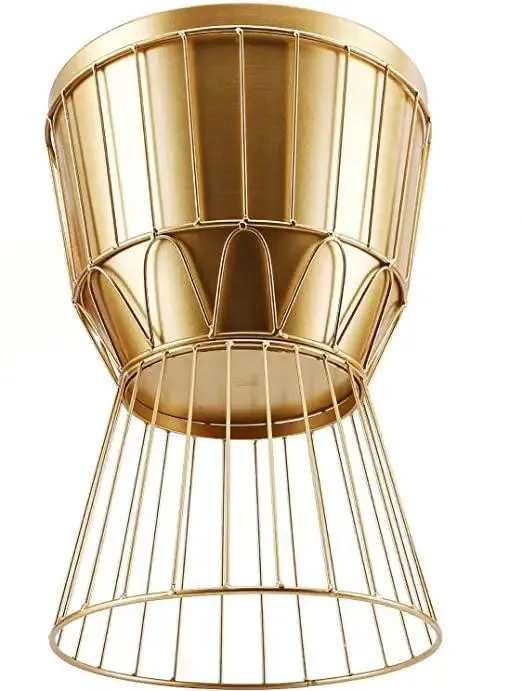 Decorative Metallic Gold Planter Pot with Geometric Sturdy Stand