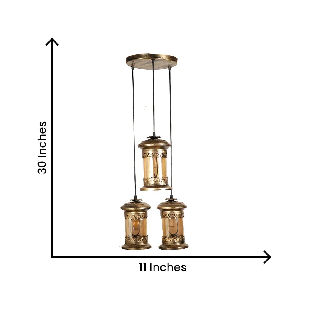 Decorative Moroccan Motif Copper Finish Cluster Hanging Light