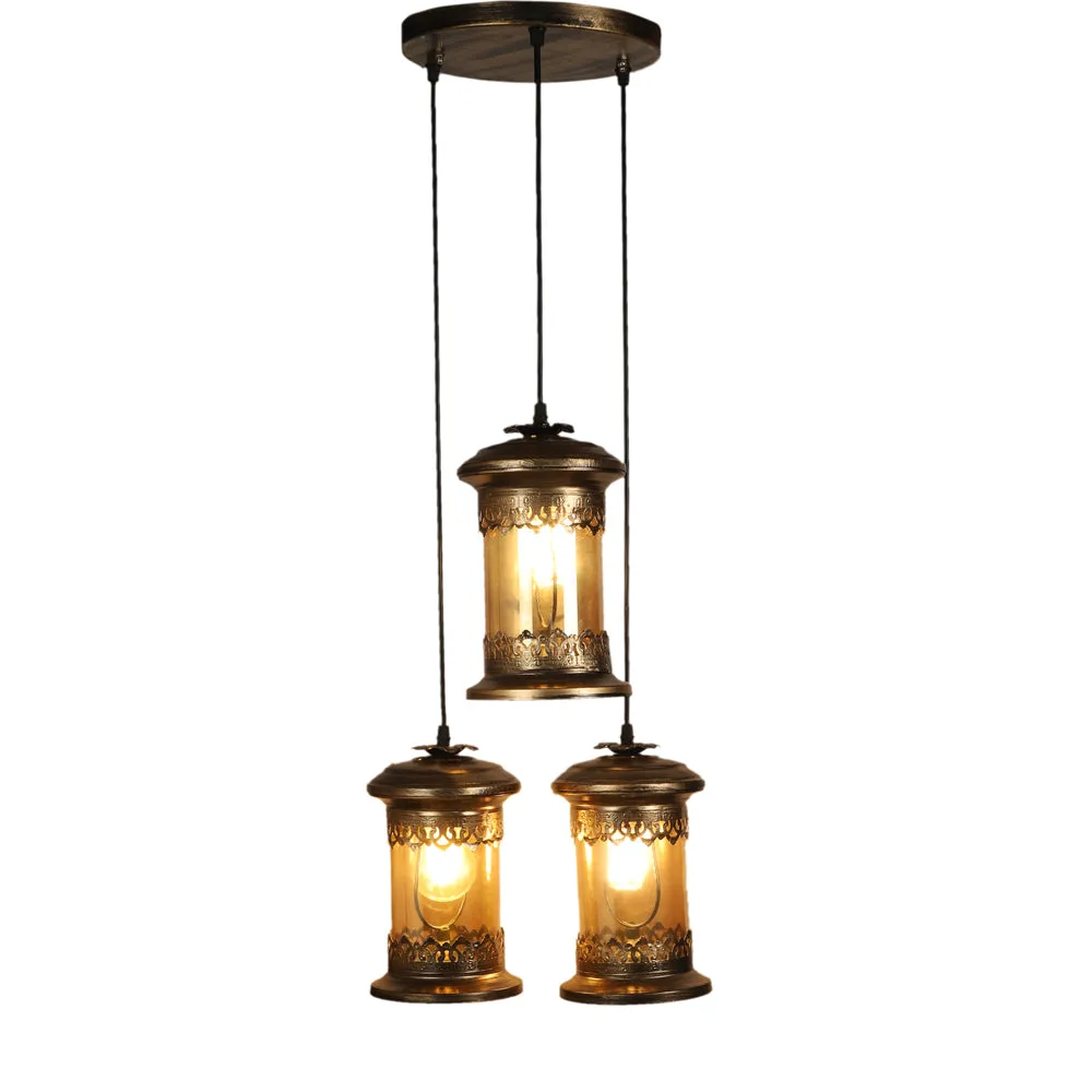 Decorative Moroccan Motif Copper Finish Cluster Hanging Light