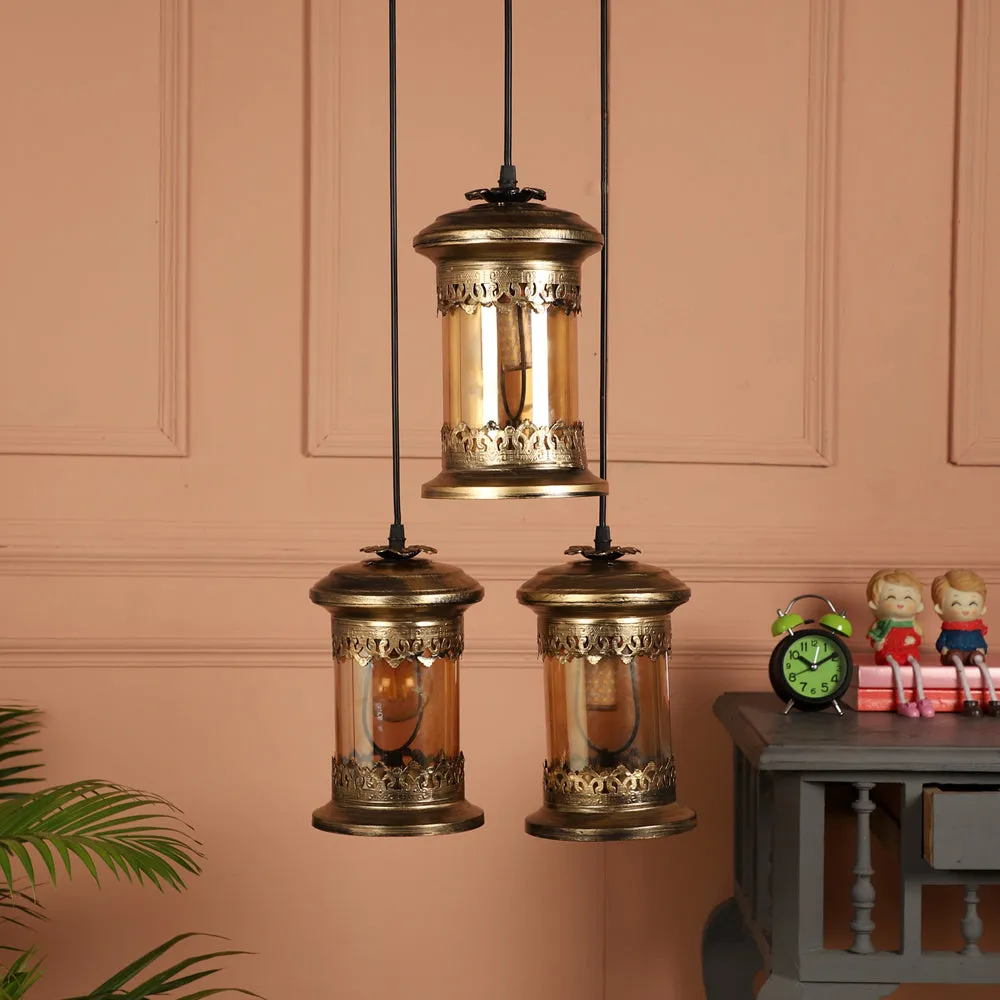 Decorative Moroccan Motif Copper Finish Cluster Hanging Light