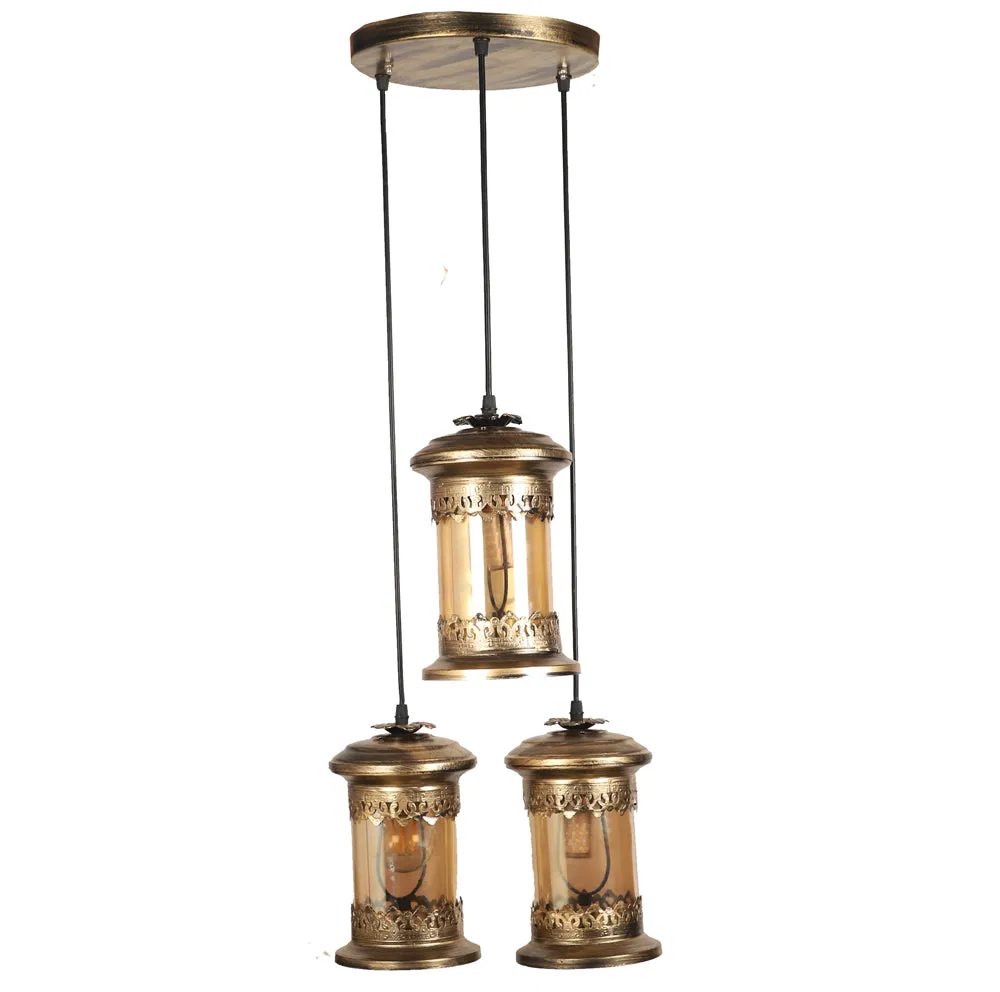 Decorative Moroccan Motif Copper Finish Cluster Hanging Light