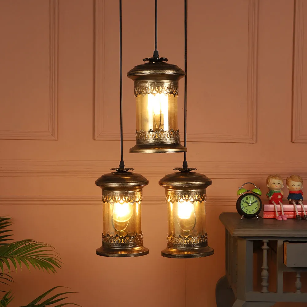 Decorative Moroccan Motif Copper Finish Cluster Hanging Light