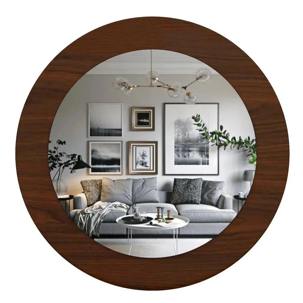 Decorative Round Wooden Wall Mirror Regular ( 51CM X 51CM )
