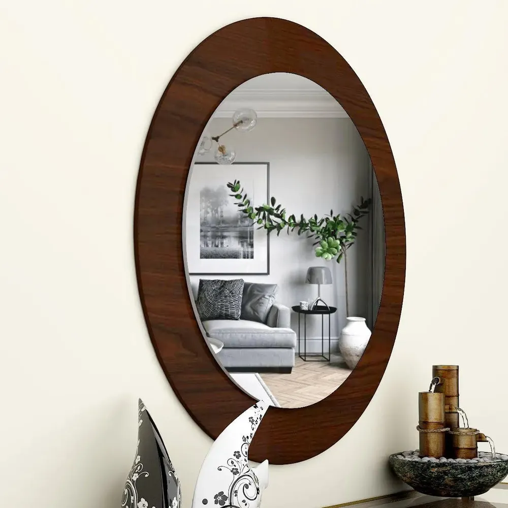 Decorative Round Wooden Wall Mirror Regular ( 51CM X 51CM )
