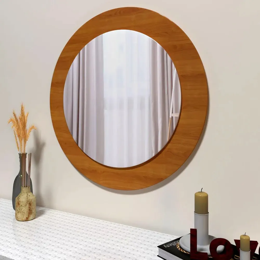 Decorative Round Wooden Wall Mirror Regular ( 51CM X 51CM )