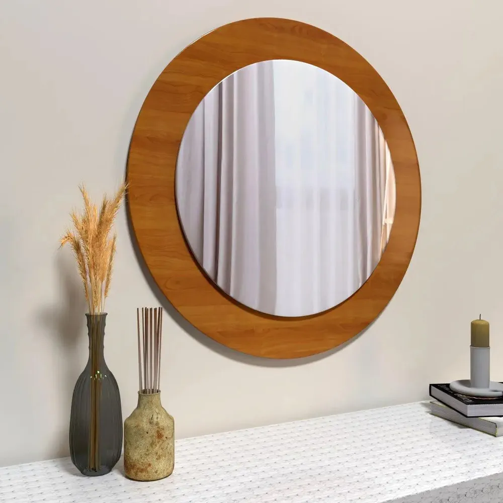 Decorative Round Wooden Wall Mirror Regular ( 51CM X 51CM )