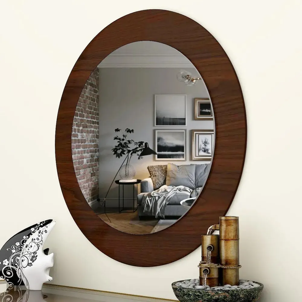 Decorative Round Wooden Wall Mirror Regular ( 51CM X 51CM )