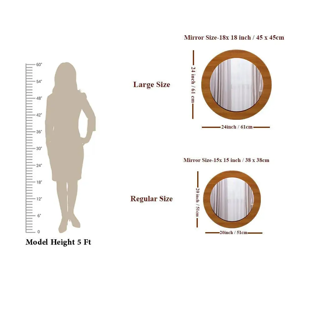Decorative Round Wooden Wall Mirror Regular ( 51CM X 51CM )