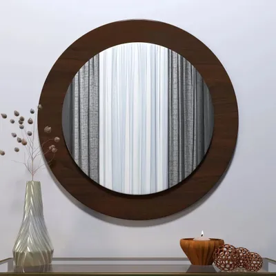 Decorative Round Wooden Wall Mirror