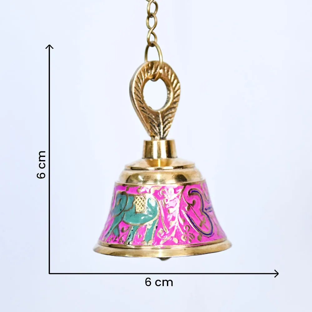 Decorative Rusty Colorful Brass Hanging Bell For Home Temple