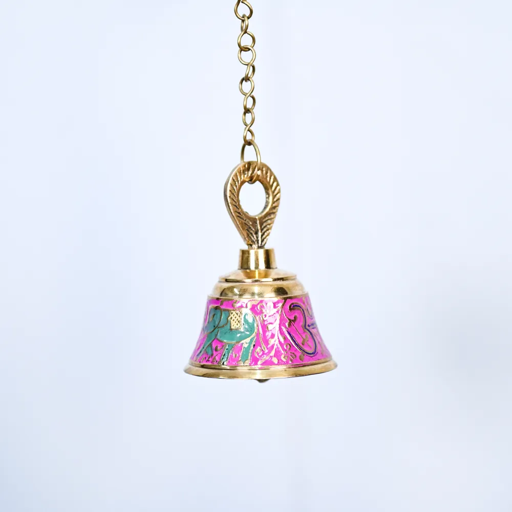 Decorative Rusty Colorful Brass Hanging Bell For Home Temple