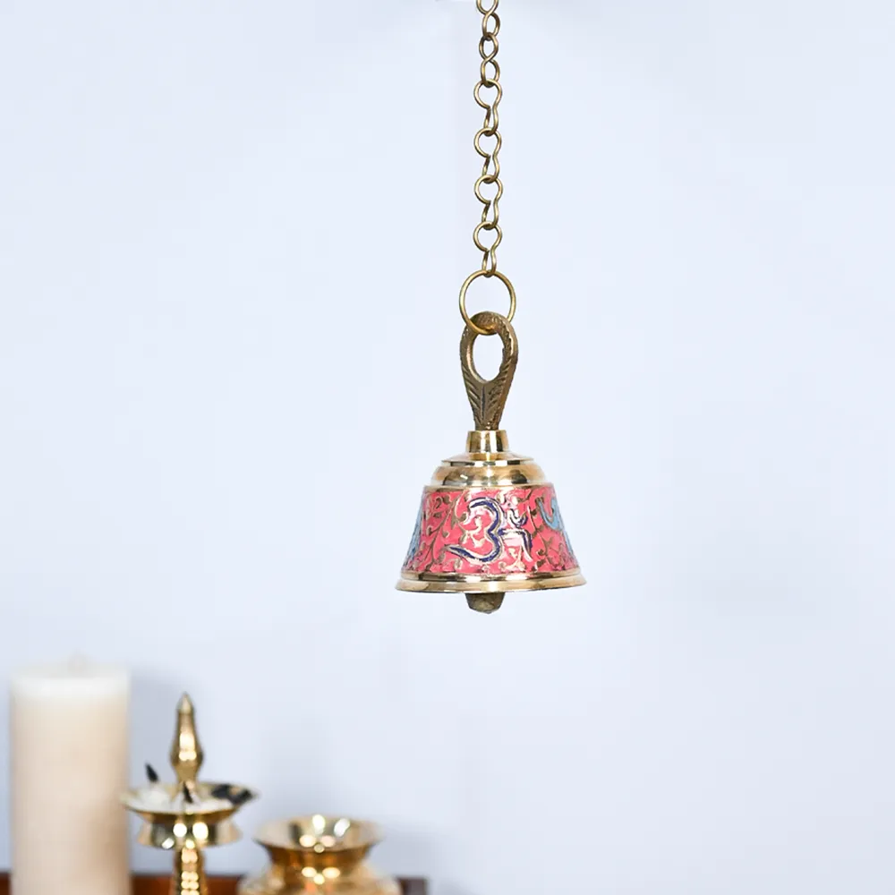 Decorative Rusty Colorful Brass Hanging Bell For Home Temple