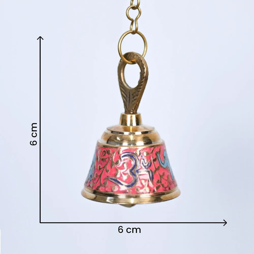 Decorative Rusty Colorful Brass Hanging Bell For Home Temple