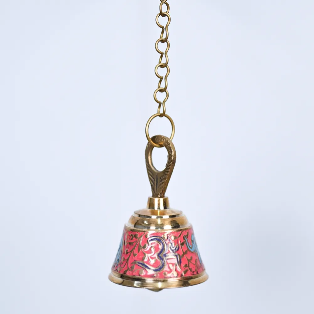 Decorative Rusty Colorful Brass Hanging Bell For Home Temple