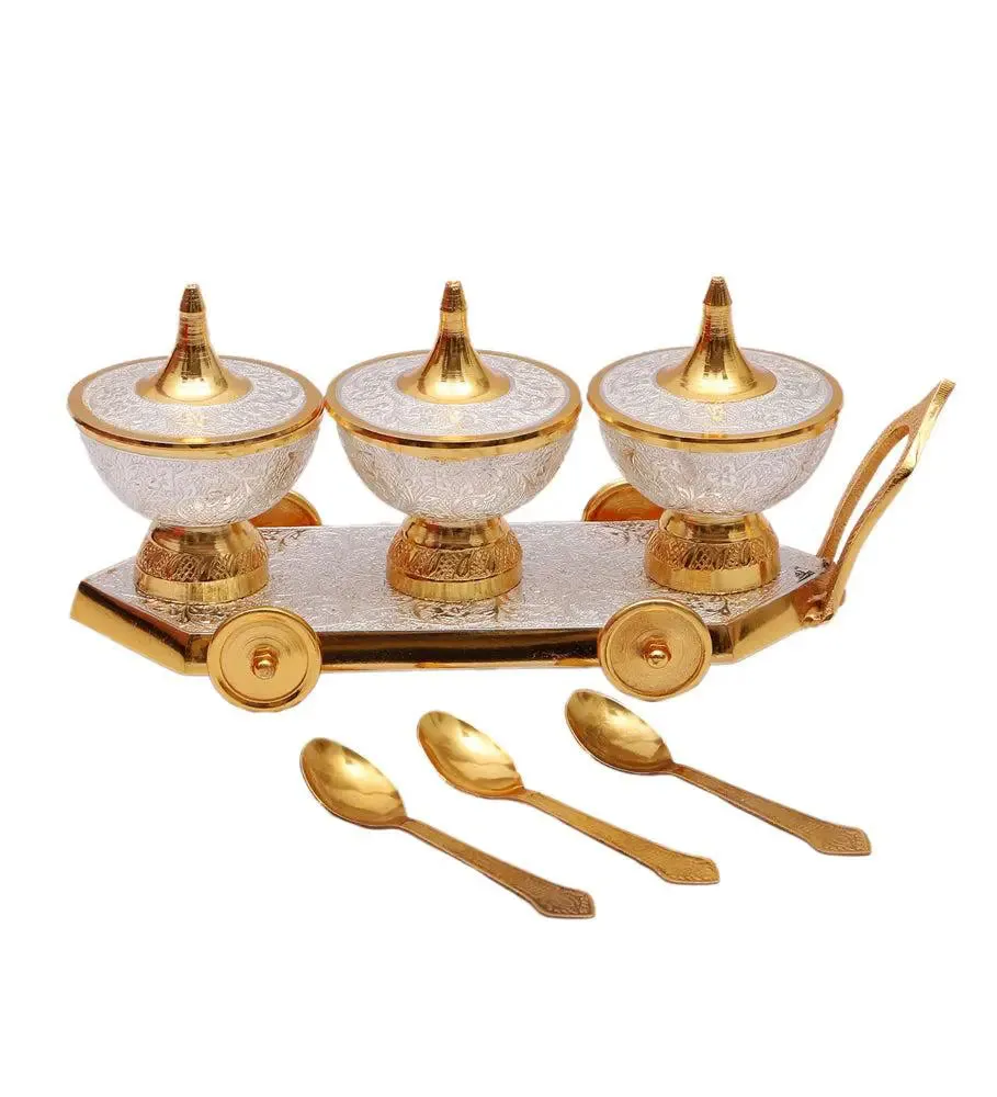 Decorative Trolley Shaped Aluminium Dry Fruit Platter