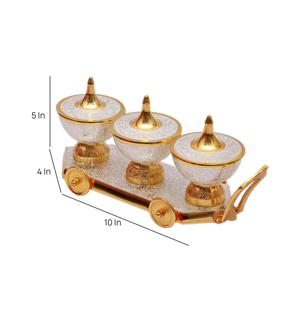 Decorative Trolley Shaped Aluminium Dry Fruit Platter
