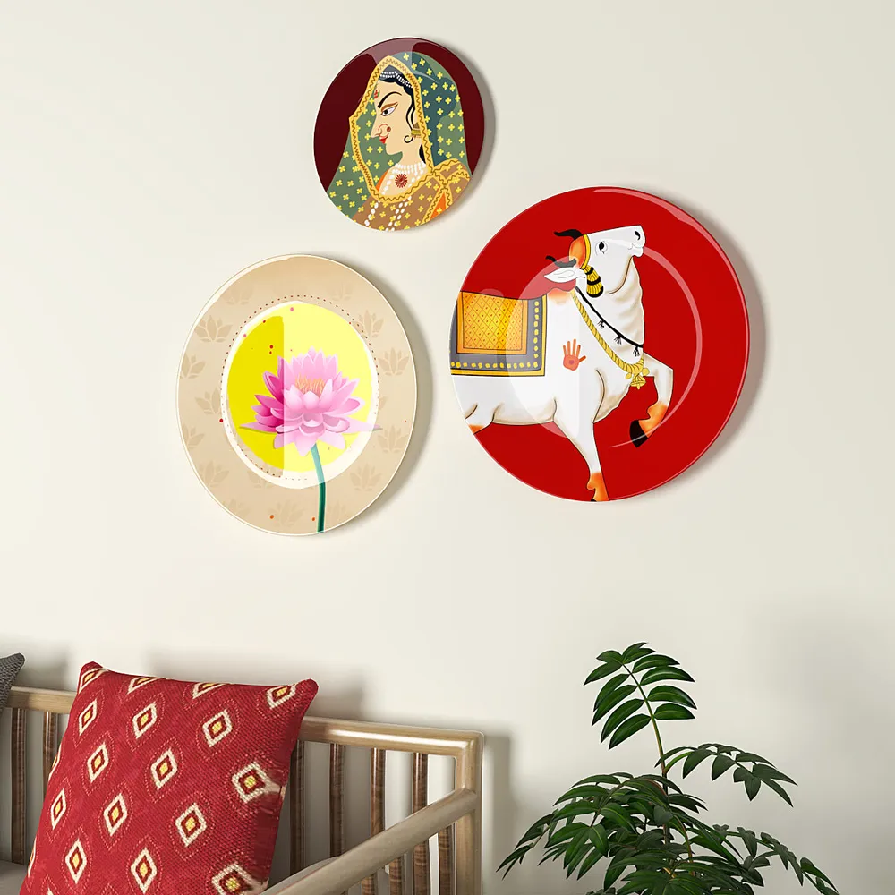 Decorative Wall Plates In Artistic Pichhwai Design Set Of 3