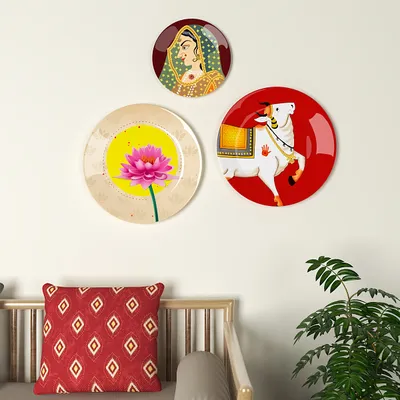 Decorative Wall Plates In Artistic Pichhwai Design Set Of 3