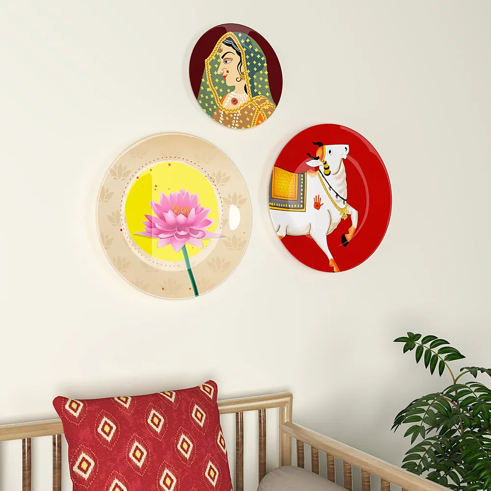 Decorative Wall Plates In Artistic Pichhwai Design Set Of 3