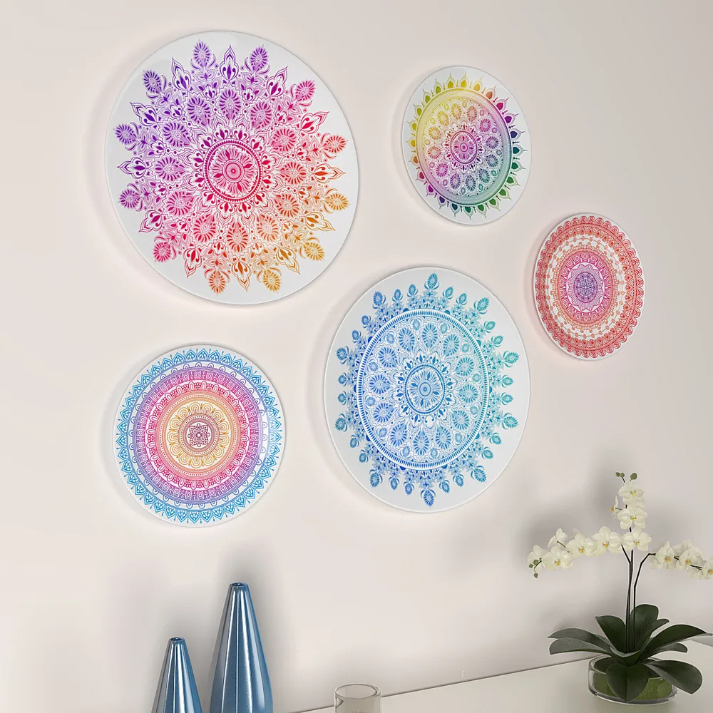 Decorative Wall Plates In Bohemian Mandala Design Set Of 5