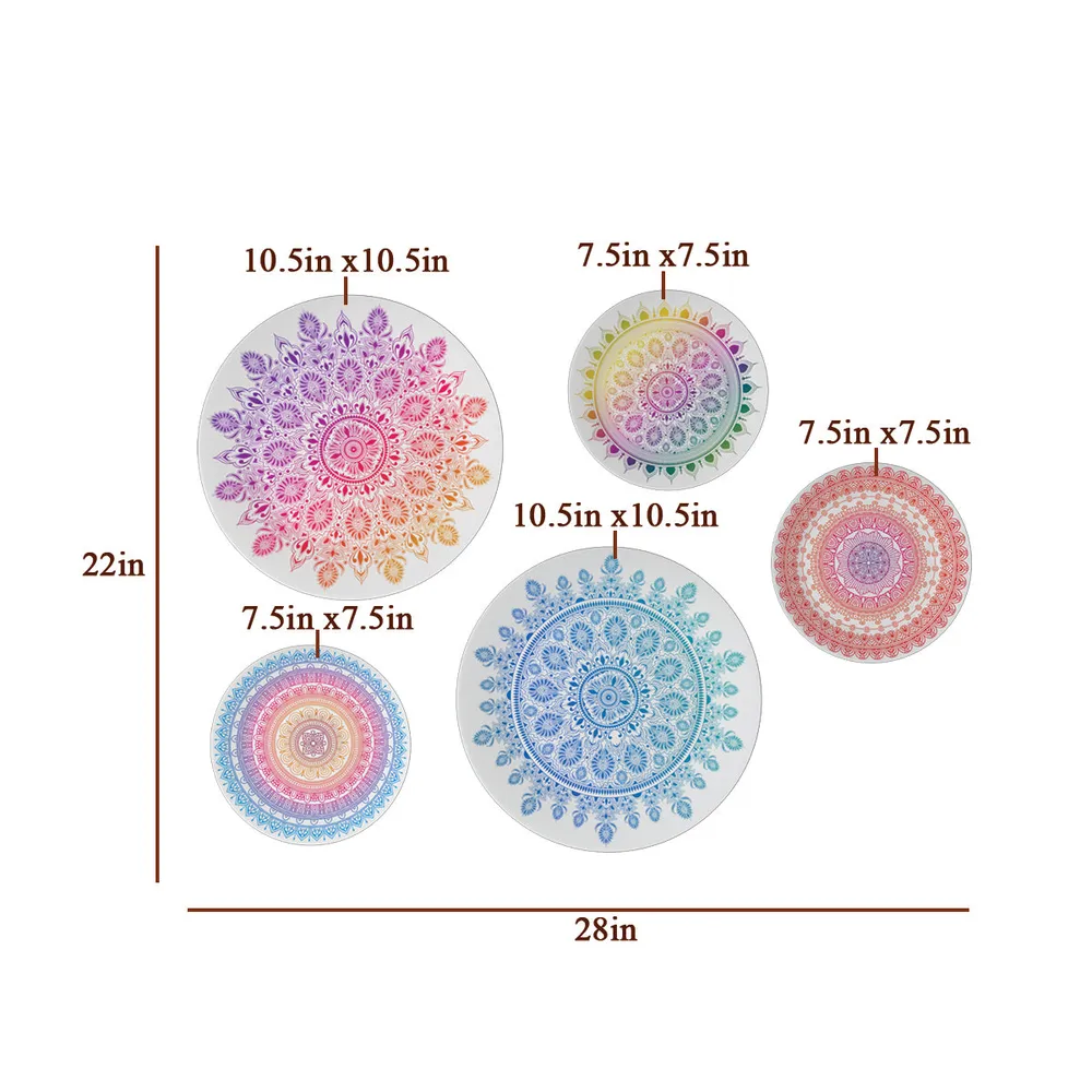 Decorative Wall Plates In Bohemian Mandala Design Set Of 5
