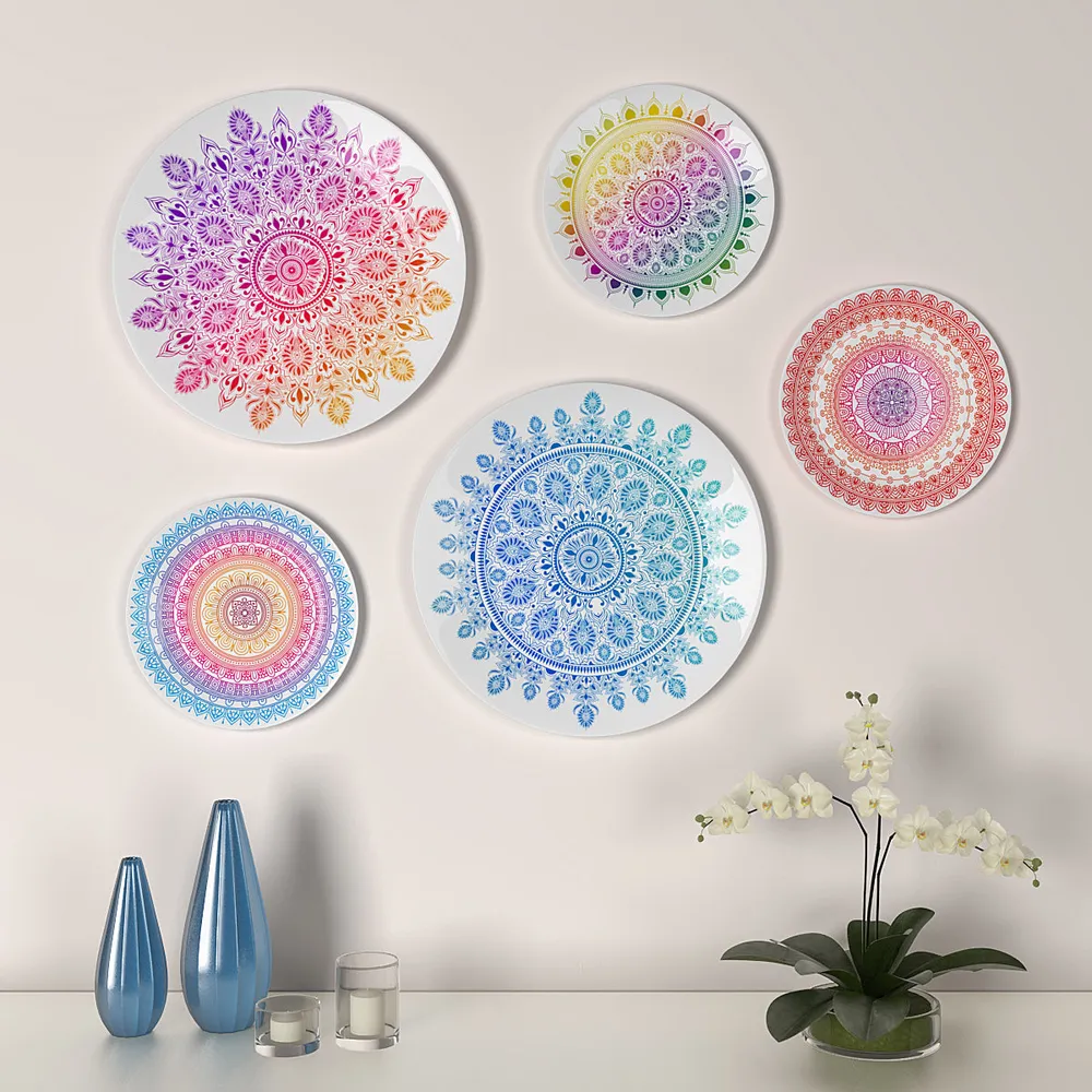 Decorative Wall Plates In Bohemian Mandala Design Set Of 5