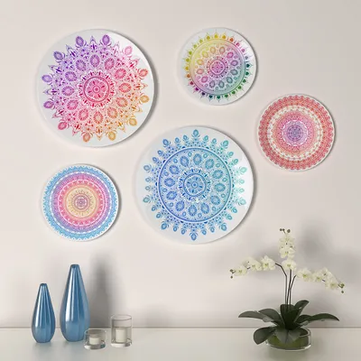 Decorative Wall Plates In Bohemian Mandala Design Set Of 5