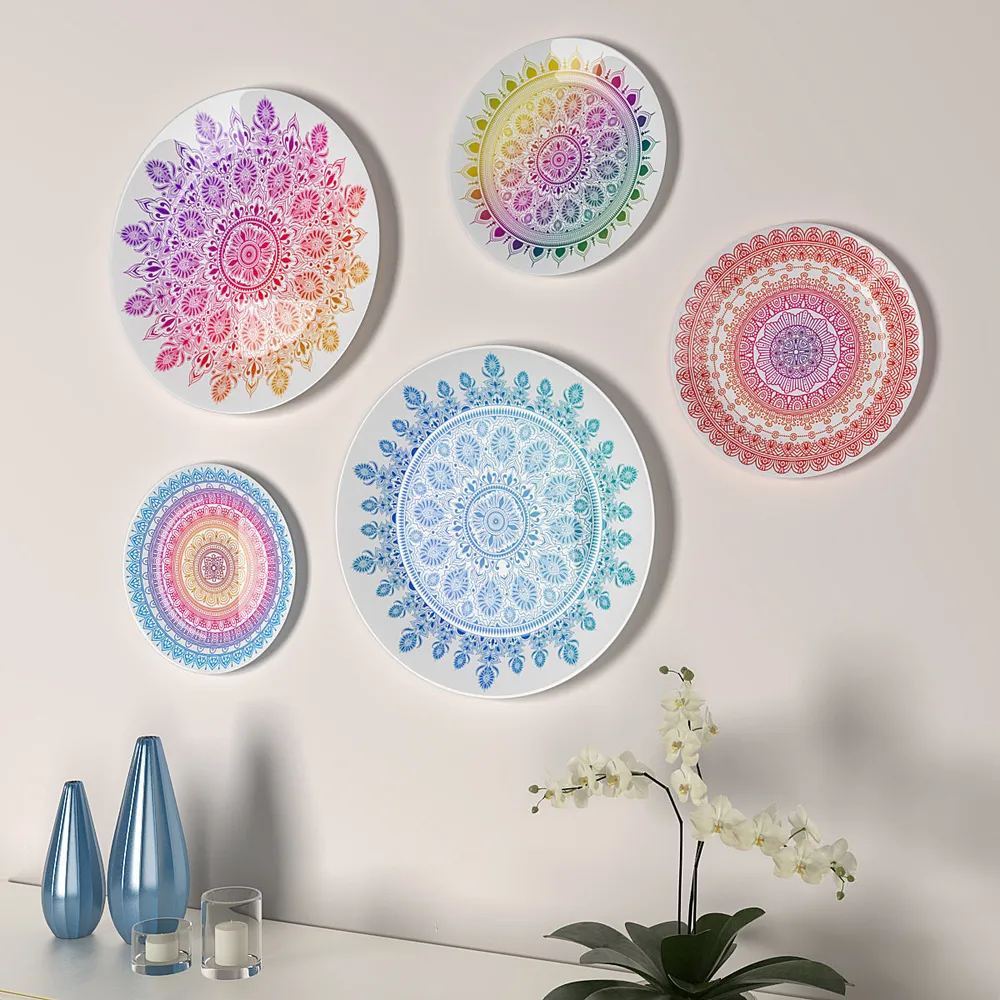 Decorative Wall Plates In Bohemian Mandala Design Set Of 5