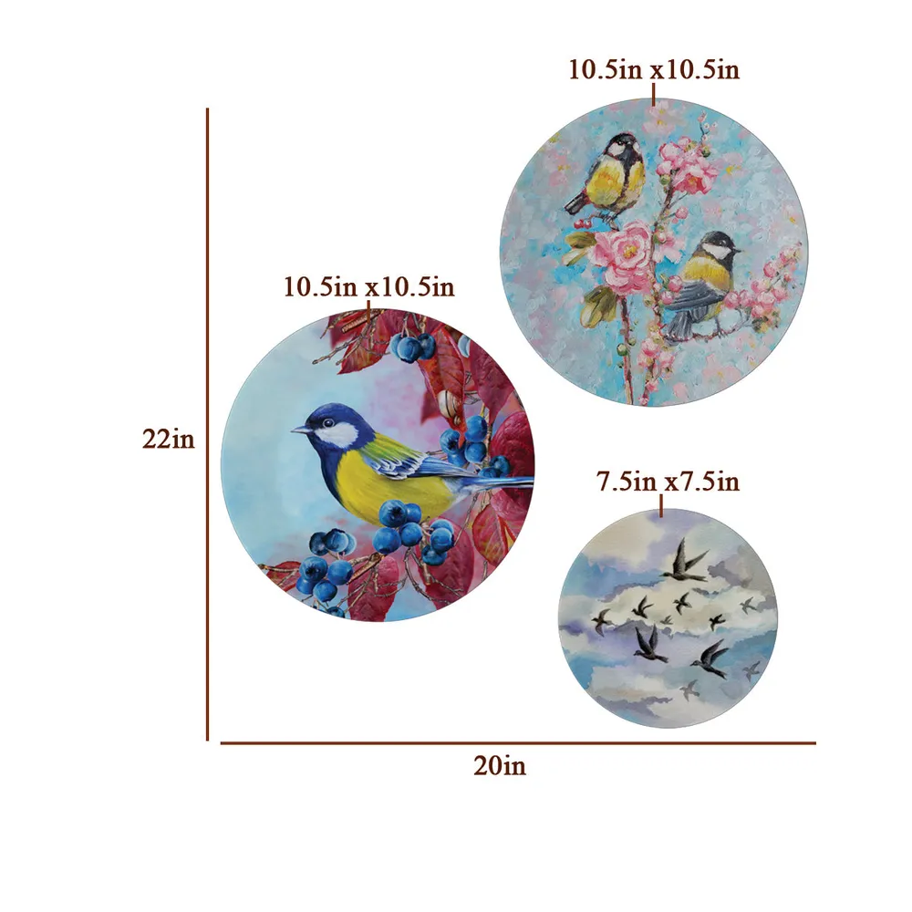 Decorative Wall Plates In Colorful Humming Bird Design Set Of 3