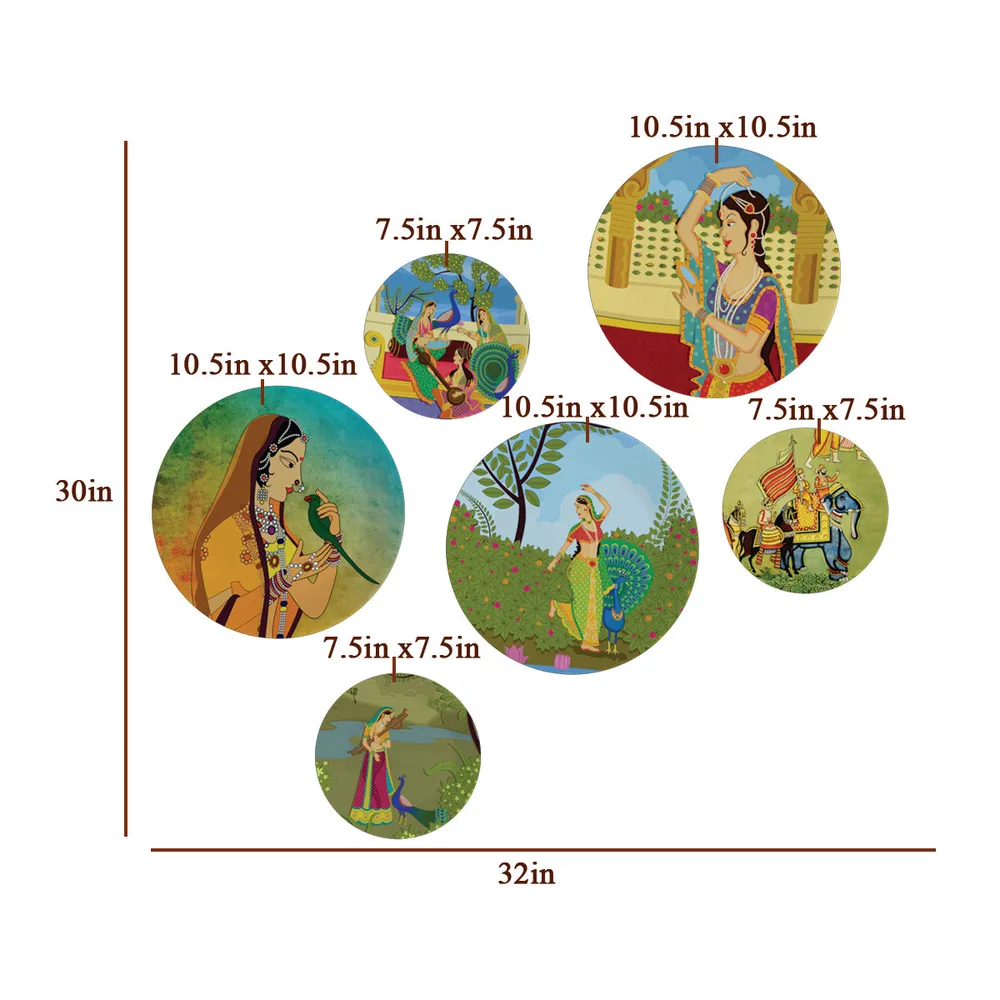Decorative Wall Plates In Madhubani Handcrafted Design Set Of 6
