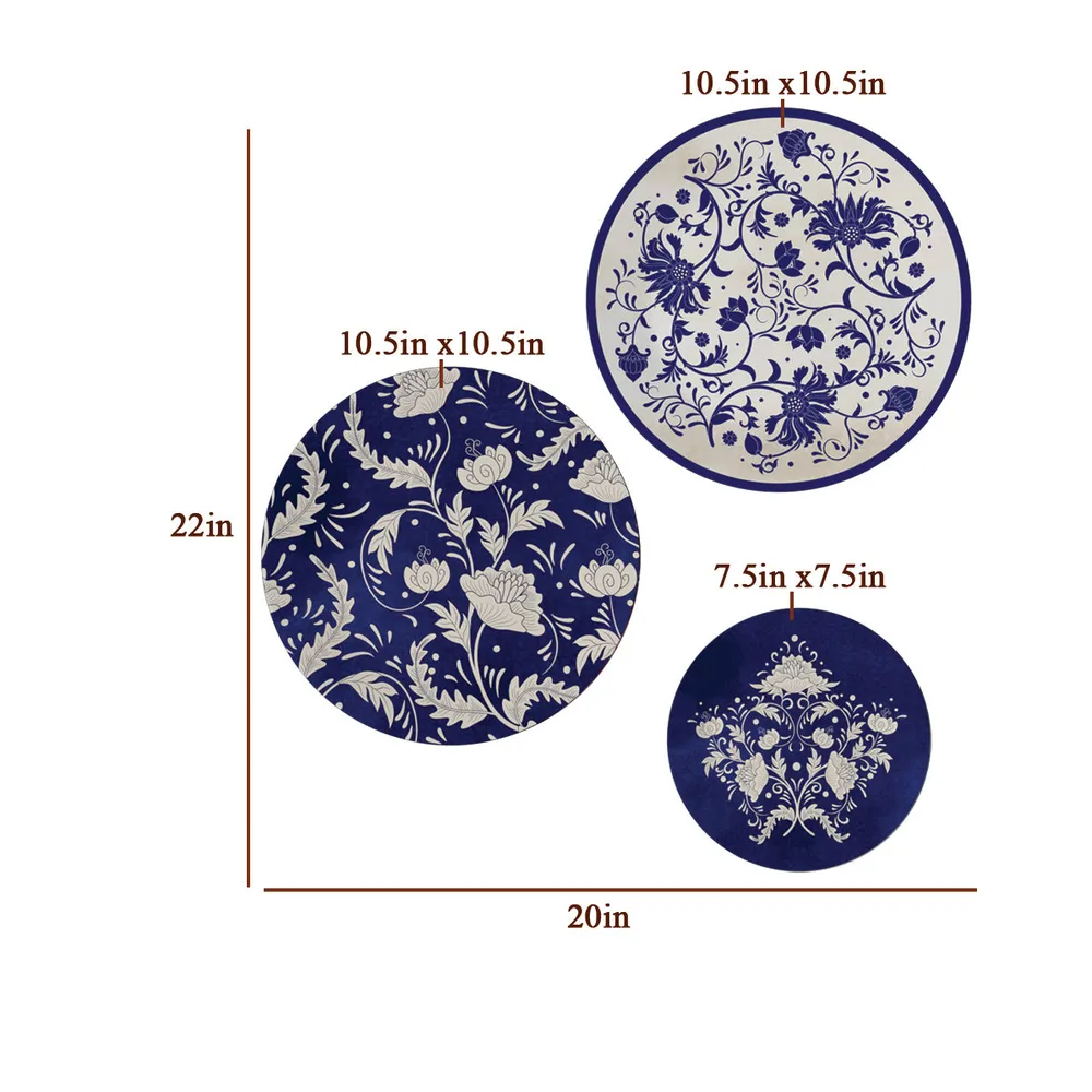 Decorative Wall Plates In Rajasthani Blue Pottery Handcrafted Design Set Of 5