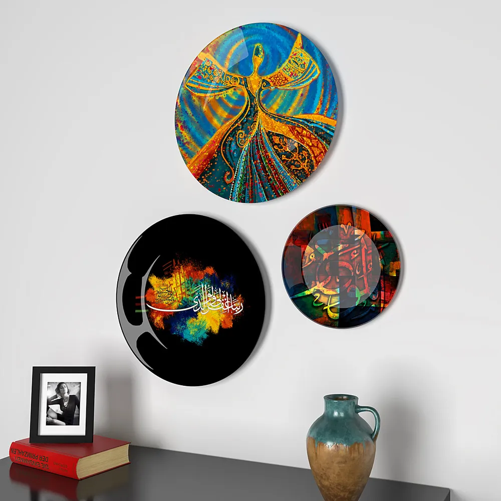 Decorative Wall Plates In Sufiayana Trance Design Set Of 3