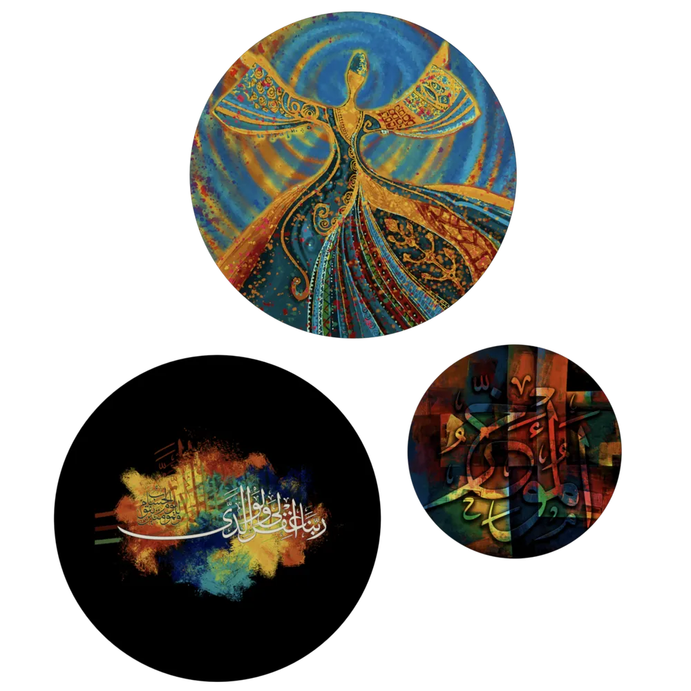Decorative Wall Plates In Sufiayana Trance Design Set Of 3