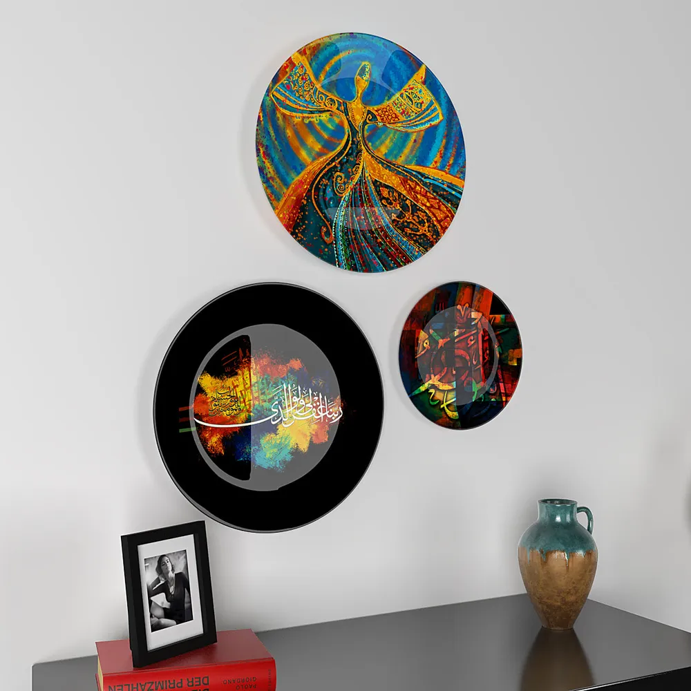 Decorative Wall Plates In Sufiayana Trance Design Set Of 3