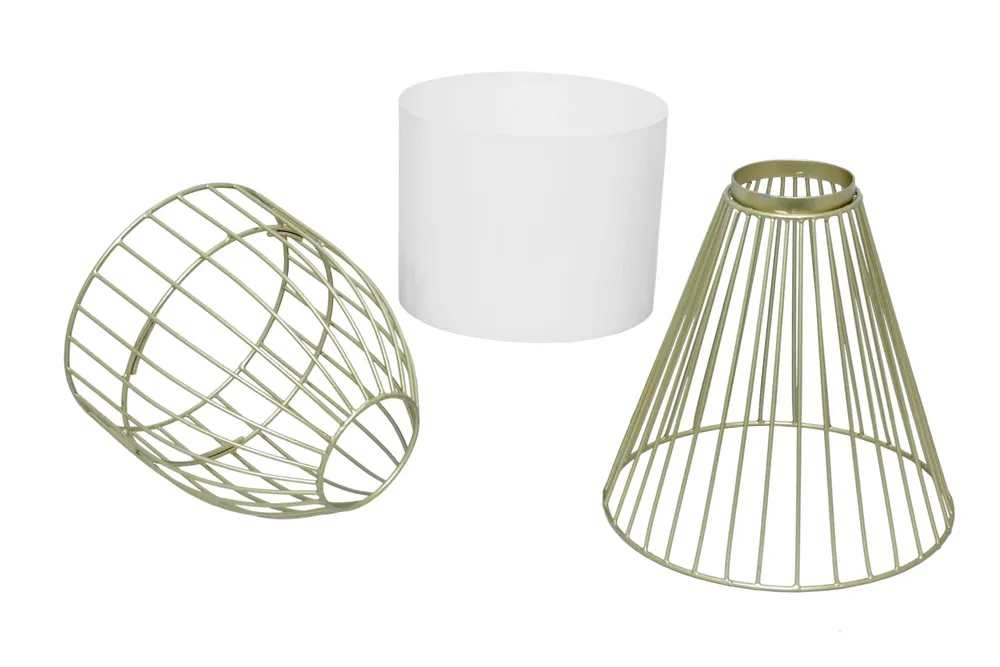 Decorative White Pot with Double Layer Metallic Gold Planter Stand
