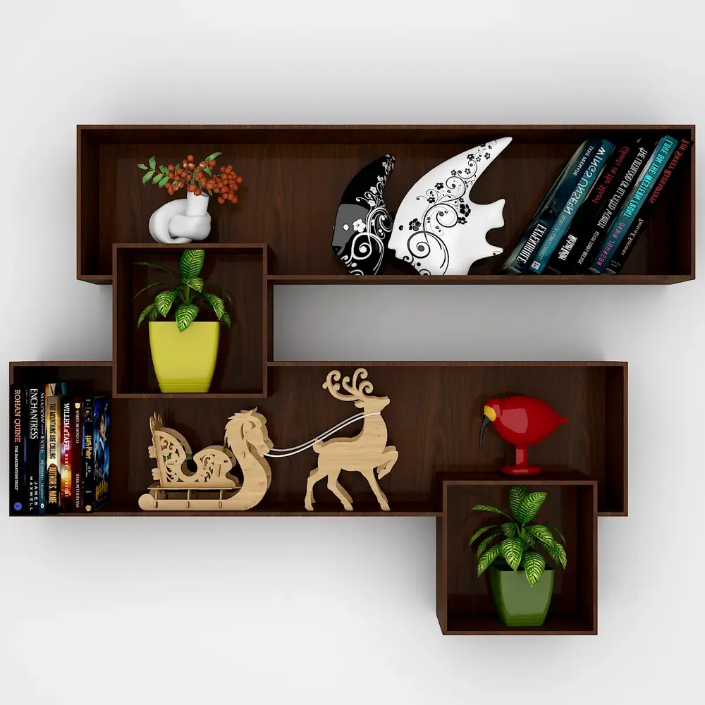 Decorative Wood Wall Shelf / Book Shelf, Walnut Finish